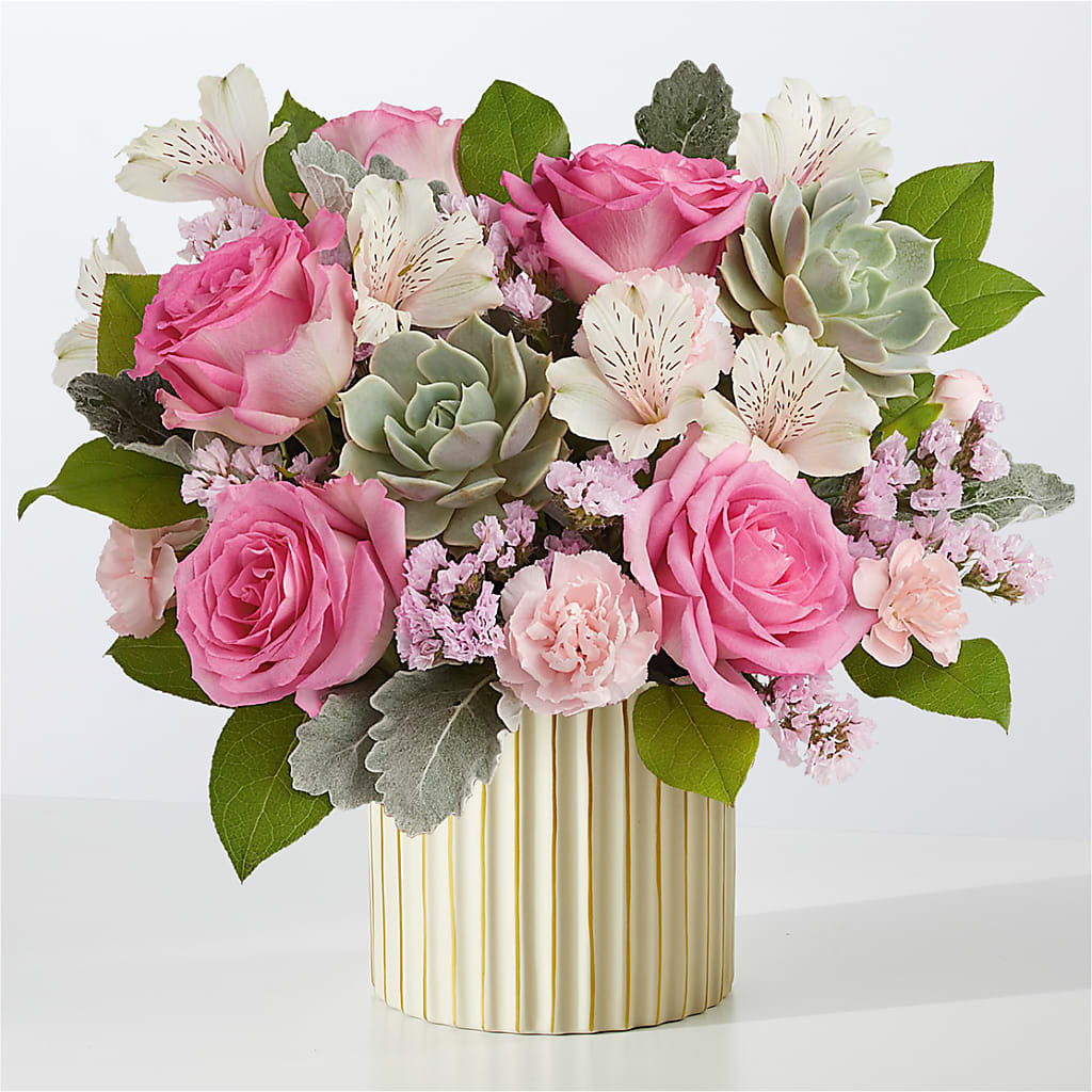 Dusty Rose Bouquet with Ivory Vase – My Touch Flowers, Watsonville CA