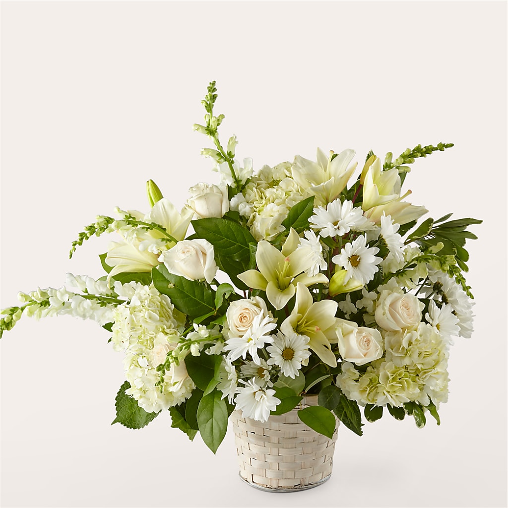 Ivory Elegance Floral Basket – My Touch Flowers, Watsonville CA