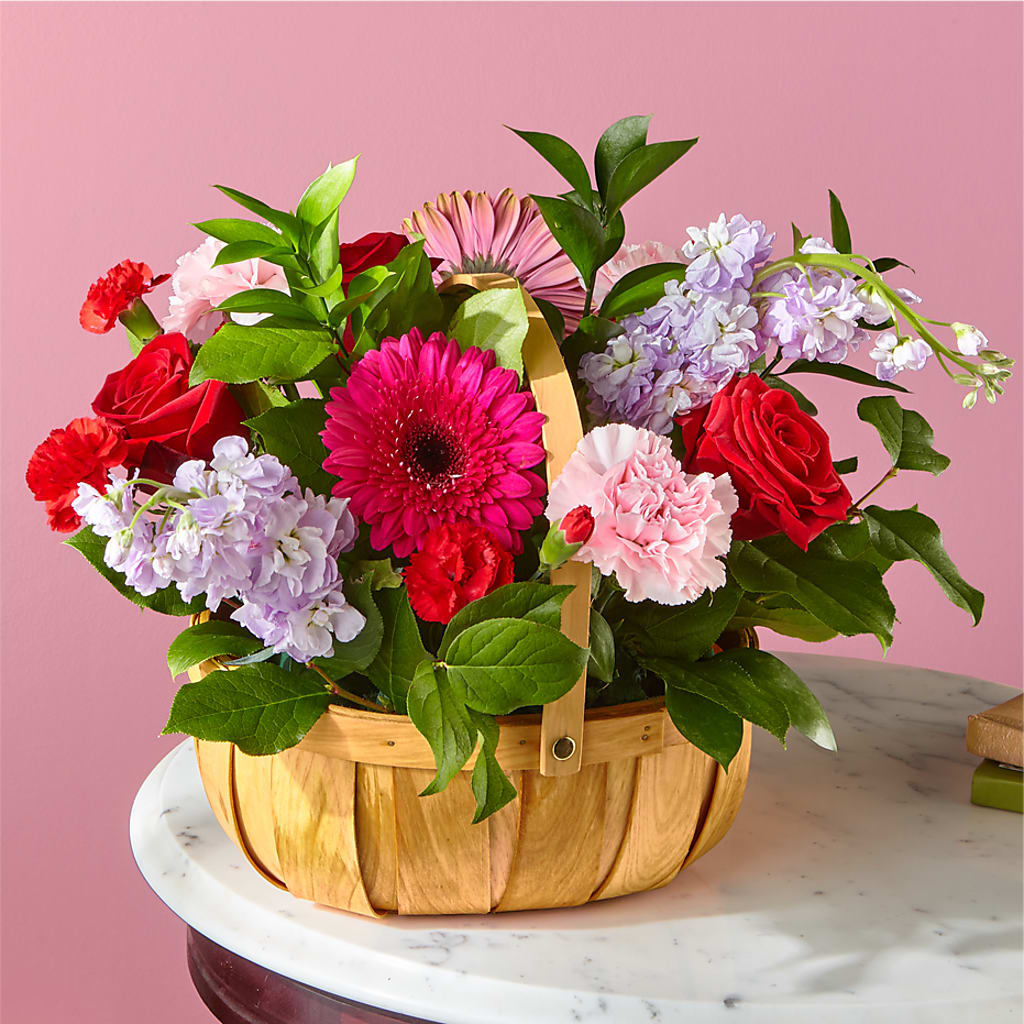 Pink Picnic Basket – My Touch Flowers, Watsonville CA