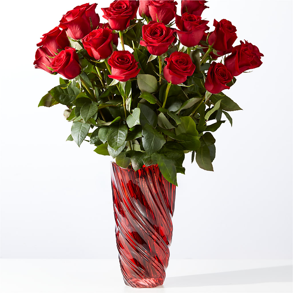 Classic Love Red Rose Bouquet with Luxe Swirl Vase – My Touch Flowers, Watsonville CA