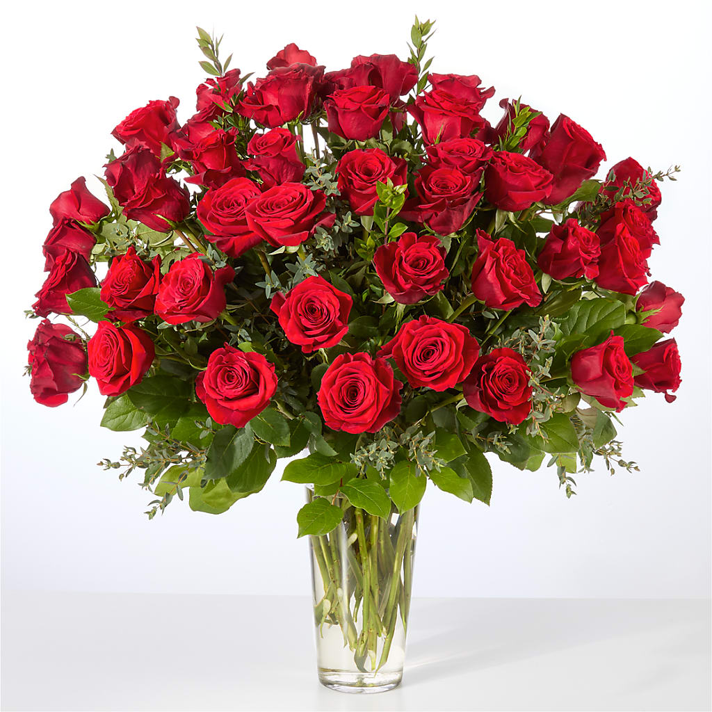 Forever Yours Fifty Stem Red Rose Bouquet – My Touch Flowers, Watsonville CA