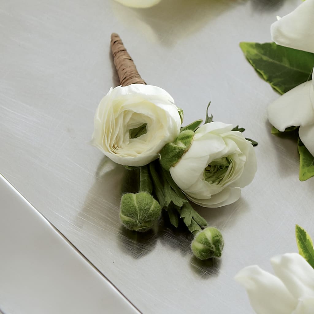 White Ranunculus Boutonniere – My Touch Flowers, Watsonville CA