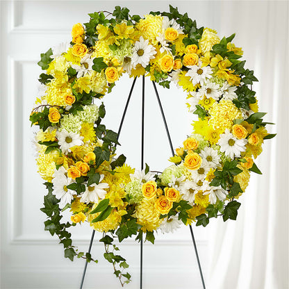 Golden Remembrance Wreath –  My Touch Flowers, Watsonville CA