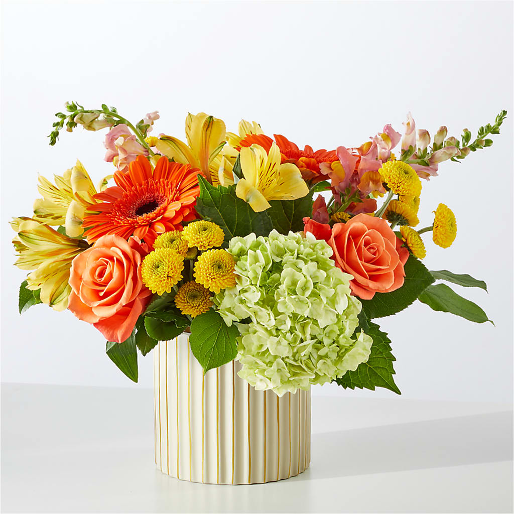Autumn Sunshine Bouquet with Ivory Vase –  My Touch Flowers, Watsonville CA