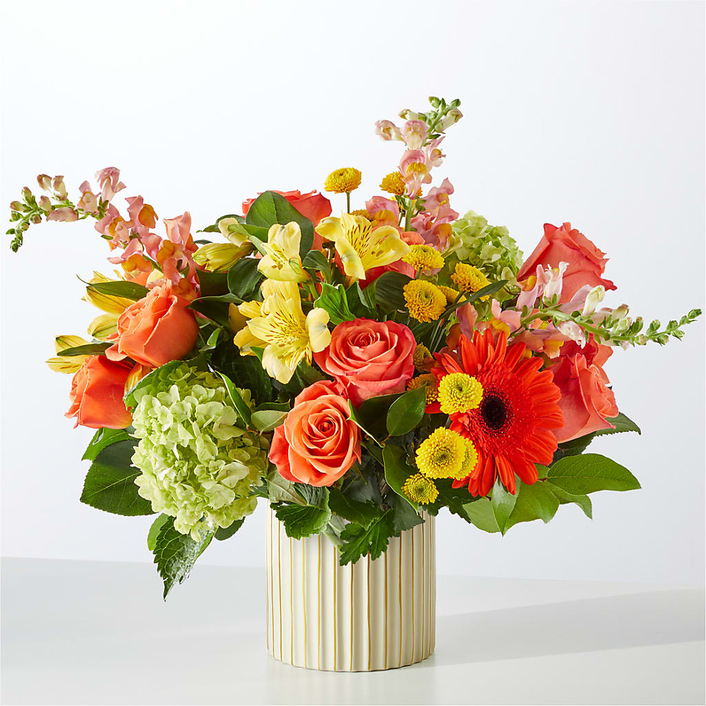 Autumn Sunshine Bouquet with Ivory Vase –  My Touch Flowers, Watsonville CA