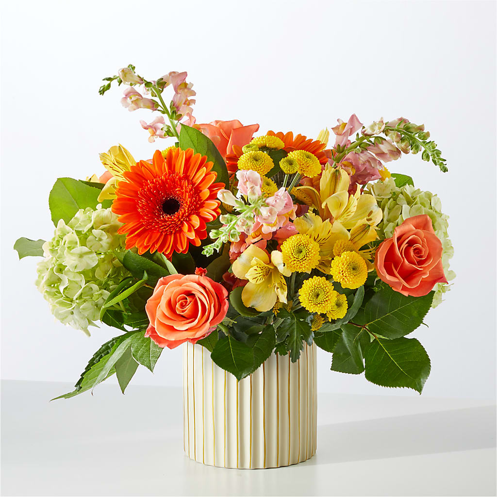 Autumn Sunshine Bouquet with Ivory Vase –  My Touch Flowers, Watsonville CA