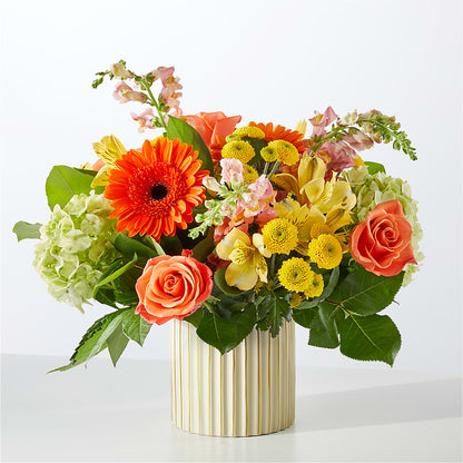 Autumn Sunshine Bouquet with Ivory Vase –  My Touch Flowers, Watsonville CA