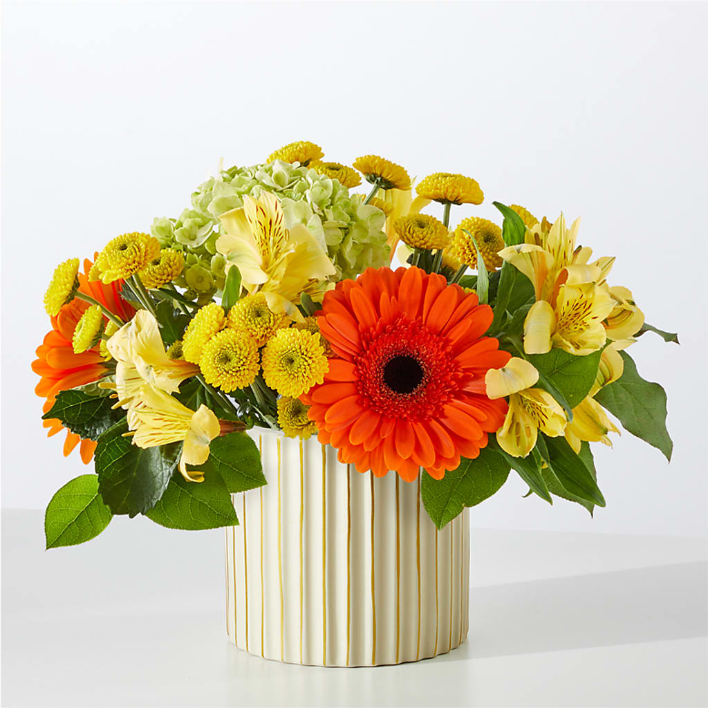 Autumn Sunshine Bouquet with Ivory Vase –  My Touch Flowers, Watsonville CA
