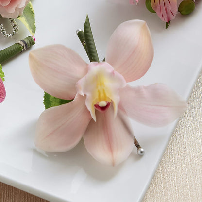 Pink Cymbidium Boutonniere –  My Touch Flowers, Watsonville CA